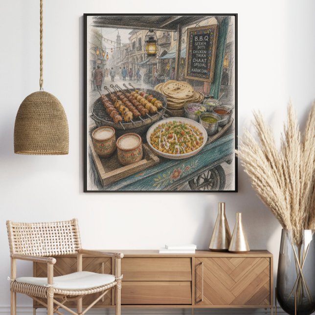 Poster Carrinho de comida de rua BBQ paquistanês (Criador carregado)