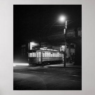 Póster Carrinho de Compras à Noite, 1943. Foto Antiga