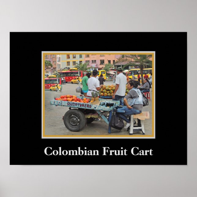 Póster Carrinho de Fruta colombiano (Frente)