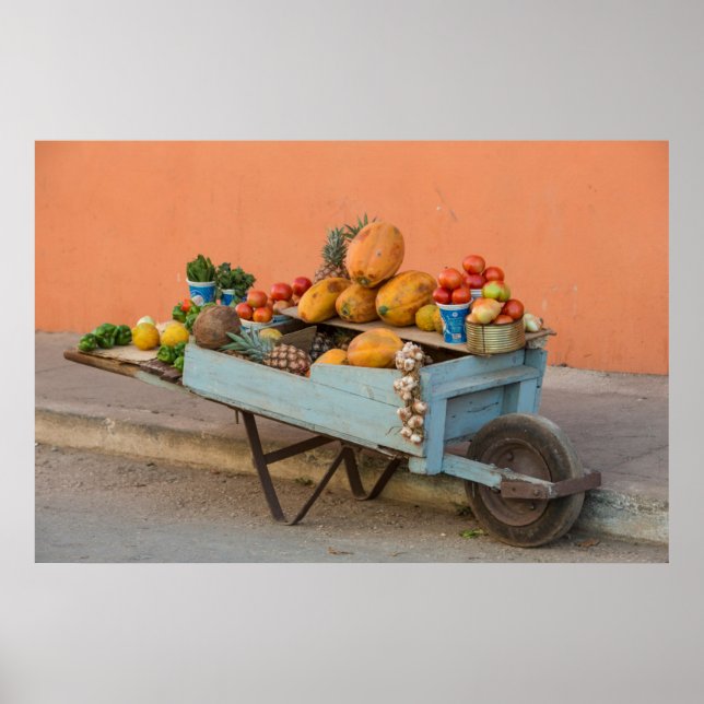 Póster Carrinho de frutas e legumes, Cuba (Frente)