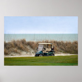 Póster Carrinho de Golfe no Décimo Oitavo Buraco, Ilha de