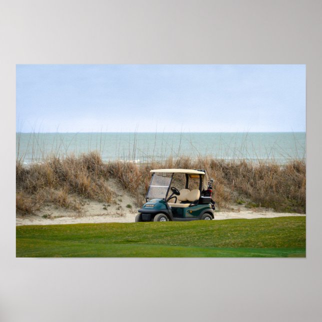 Póster Carrinho de Golfe no Décimo Oitavo Buraco, Ilha de (Frente)