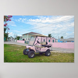 Poster Carrinho de Golfe Rosa nas Bahamas