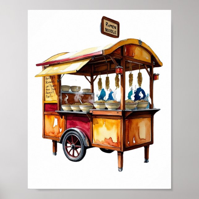 Poster Carrinho de vintage ramen (Frente)