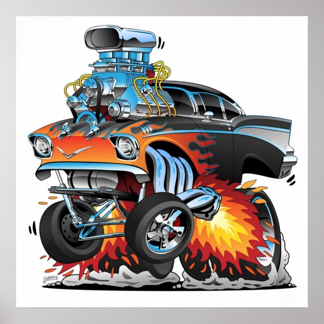 Poster Carrinho quente clássico 57 gaseificador de arrast (Frente)