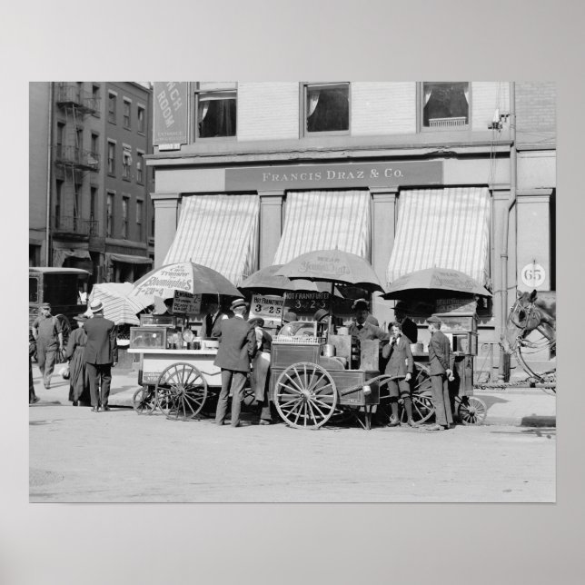 Poster Carrinhos de Lanches da Cidade de Nova York, 1906. (Frente)