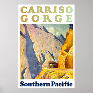Poster Carriso Gorge USA Viagens vintage Restaurado