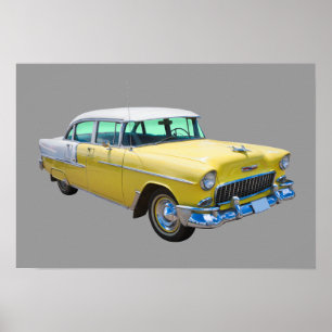 Poster Carro 1955 antigo do Bel Air de Chevrolet