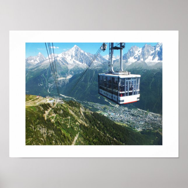Póster Carro a cabo sobre Chamonix (Frente)