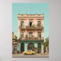 Carro Amarelo do edifício Colonial Havana Cuba
