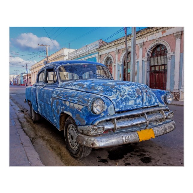 Póster Carro americano clássico em Cienfuegos poster (Frente)