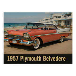 Póster Carro Americano Clássico Plymouth Belvedere 1957