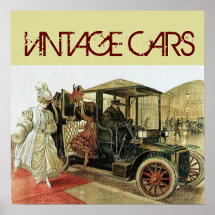 POSTER CARRO ANTIGO COM SENHORAS ELEGANTES AUTO CLÁSSICO