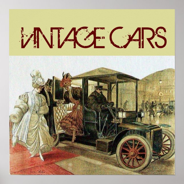 POSTER CARRO ANTIGO COM SENHORAS ELEGANTES AUTO CLÁSSICO  (Frente)