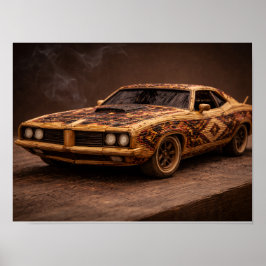 Poster Carro Antigo Musculoso Vintage Fósforo Queimado —