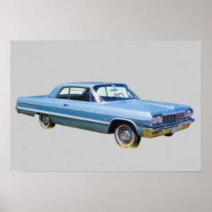 Póster Carro Antiquado Chevrolet Impala 1964