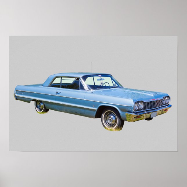 Póster Carro Antiquado Chevrolet Impala 1964 (Frente)