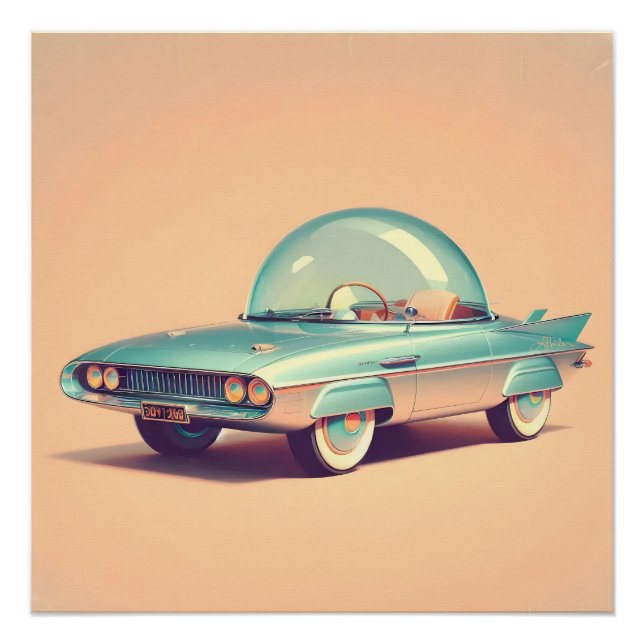 Póster Carro Blaster de Bolha Futurista Atômica (Frente)