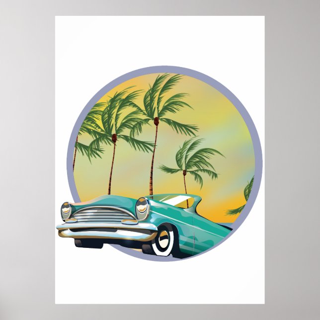 Poster Carro Clássico ao crepúsculo (Frente)