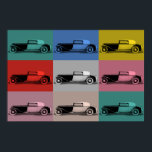 Poster Carro clássico de pop art francês<br><div class="desc">Arte digital,  inspirada em um anúncio para um automóvel desportivo clássico francês.</div>