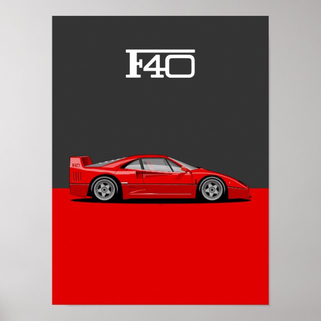 Poster Carro clássico F40 holy trinity (Frente)