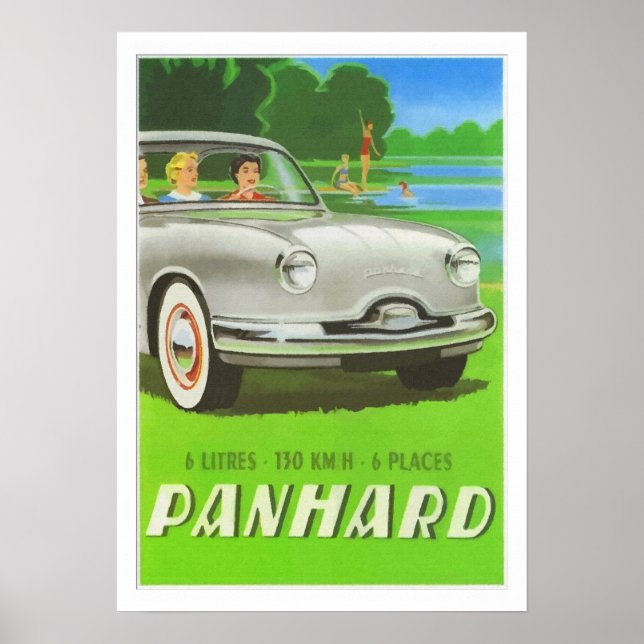 Póster Carro clássico francês e pintura Panhard (Frente)