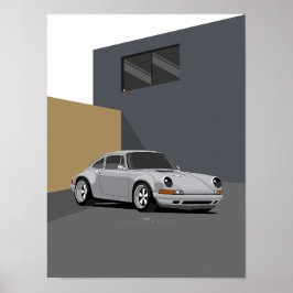 Poster Carro Clássico Prateado 911 - Prata Retroativa Min