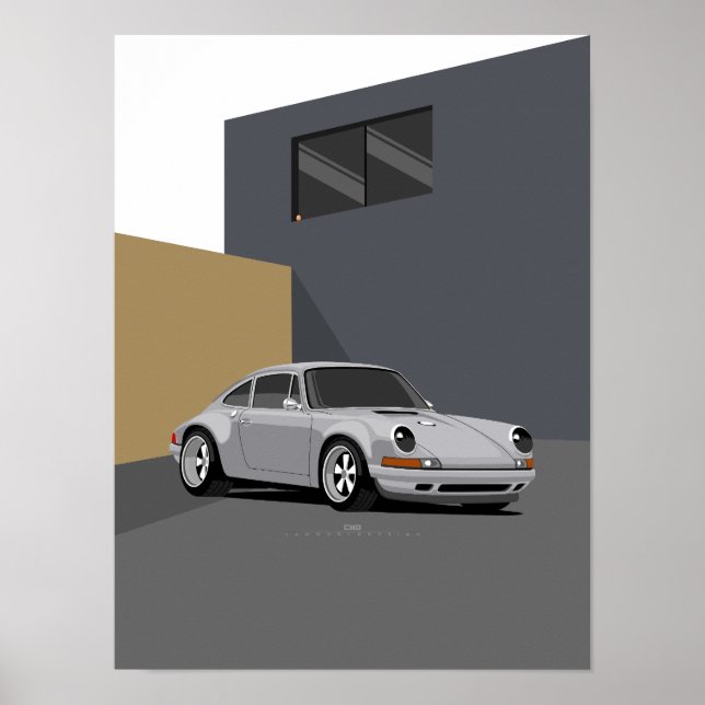 Poster Carro Clássico Prateado 911 - Prata Retroativa Min (Frente)