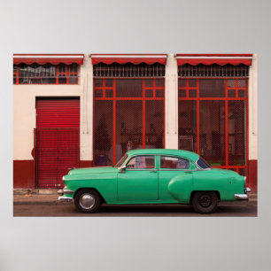 Poster Carro Clássico Verde, Cuba