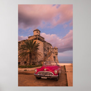 Póster Carro Clássico Vermelho, Cuba