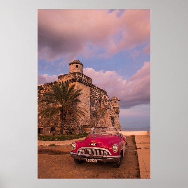Póster Carro Clássico Vermelho, Cuba (Frente)