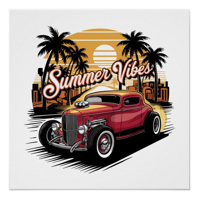 Póster Carro Clássico Vibrações de Verão (Frente)
