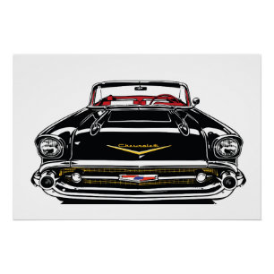Póster Carro Clássico Vintage Retro Arte Pop Frente