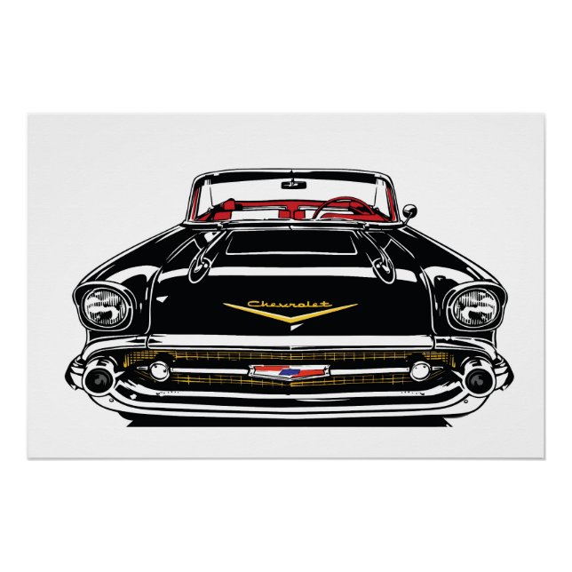 Póster Carro Clássico Vintage Retro Arte Pop Frente (Frente)