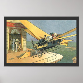 Poster Carro conversível Steampunk de ficção científica r