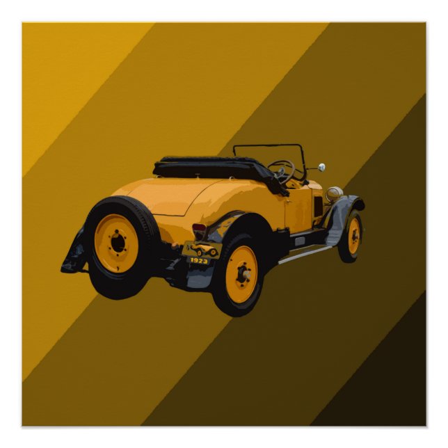 Póster Carro Conversível Vintage Amarelo, Poster (Frente)