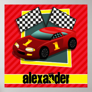 Póster Carro-Corrida Vermelho; Escarlate Red Strips