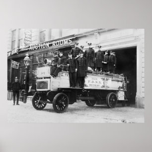 Poster Carro de bombeiros antigo, 1910s