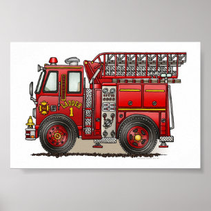 Poster Carro de bombeiros da escada