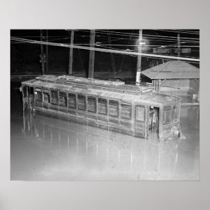 Poster Carro de Bonde Enchente, 1923. Foto Antiga