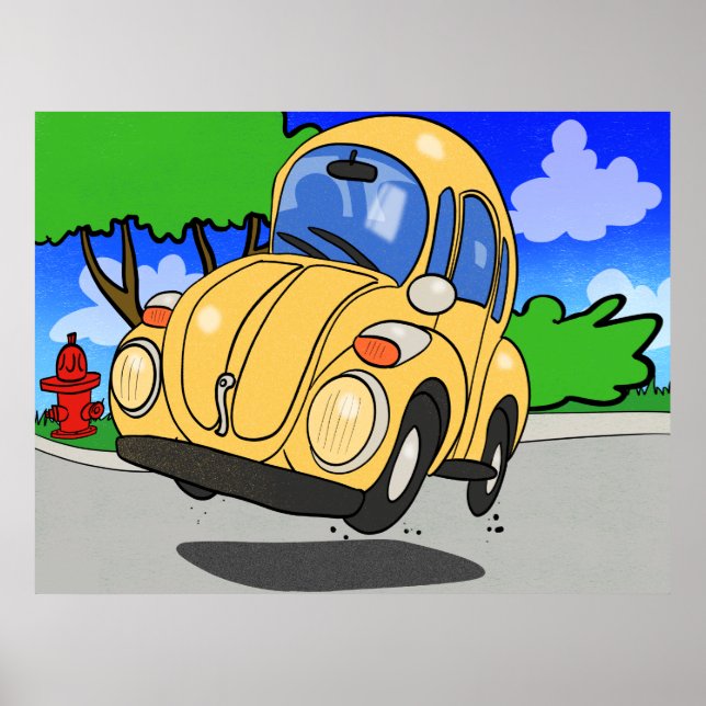 Poster Carro de Cartoon Bonito (Frente)