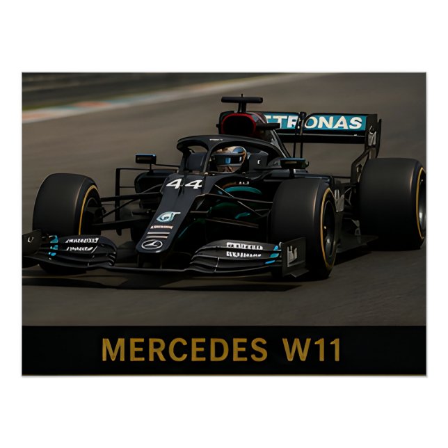 Póster Carro de Corrida Clássico Mercedes W11 de Fórmula  (Frente)