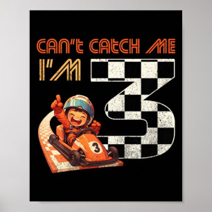 Poster Carro de Corrida de Aniversário de 3 Anos das Cria