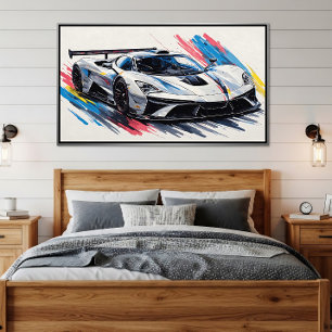 Poster Carro de Corrida de Entusiastas Futuristas