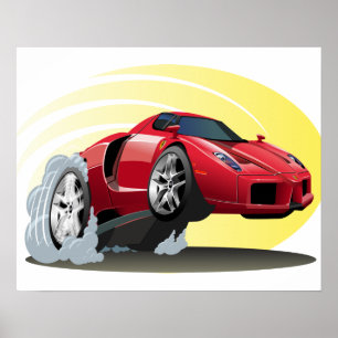 Poster Carro de desenho animado