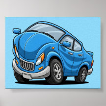 Carro de Desenho Animado Azul Deformado Automático