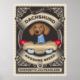 Poster Carro De Enchimento De Ouros De Dachshund Cute