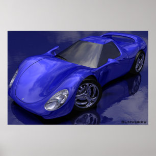 Póster Carro de esportes azul