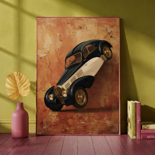 Poster Carro de Luxo Clássico Vintage Fazendo um Wheelie