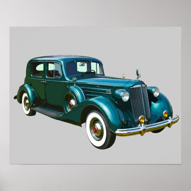 Póster Carro de luxo Green Packard (Frente)